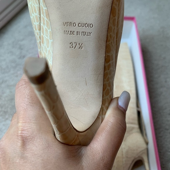 Paris Texas Beige Moc Croc Embossed Stiletto Heeled Boot - Picture 2 of 5